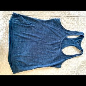 Athleta racerback workout top. Grayish blue with tone on tone striping.